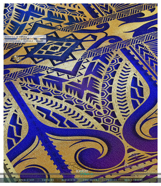Polynesian Art Cobalt Blue Area Rug, Available in 3 sizes | 100529