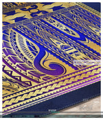 Cobalt Blue Area Rug, Polynesian Art Carpet, Maori Art Rug, Chenille Area Rug for Bedroom 3 Sizes | 100529