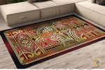 Polynesian Art Maroon Area Rug Decorative Carpet, Available in 3 sizes | 100531