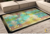 Iridescent Area Rug, Polynesian Art Carpet, Chenille Area Rug for Bedroom in 3 sizes | 100534