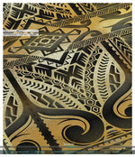 Polynesian Art Area Rug, Gold and Grey Carpet, Chenille Area Rug for Bedroom, in 3 sizes | 100535