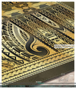 Polynesian Art Area Rug, Gold and Grey Carpet, Chenille Area Rug for Bedroom, in 3 sizes | 100535