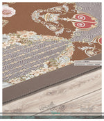 Brown Baroque Floral Print Area Rug, Available in 3 sizes | D20008