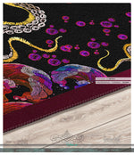 Burgundy Octopus Area Rug, Available in 3 sizes | D20026