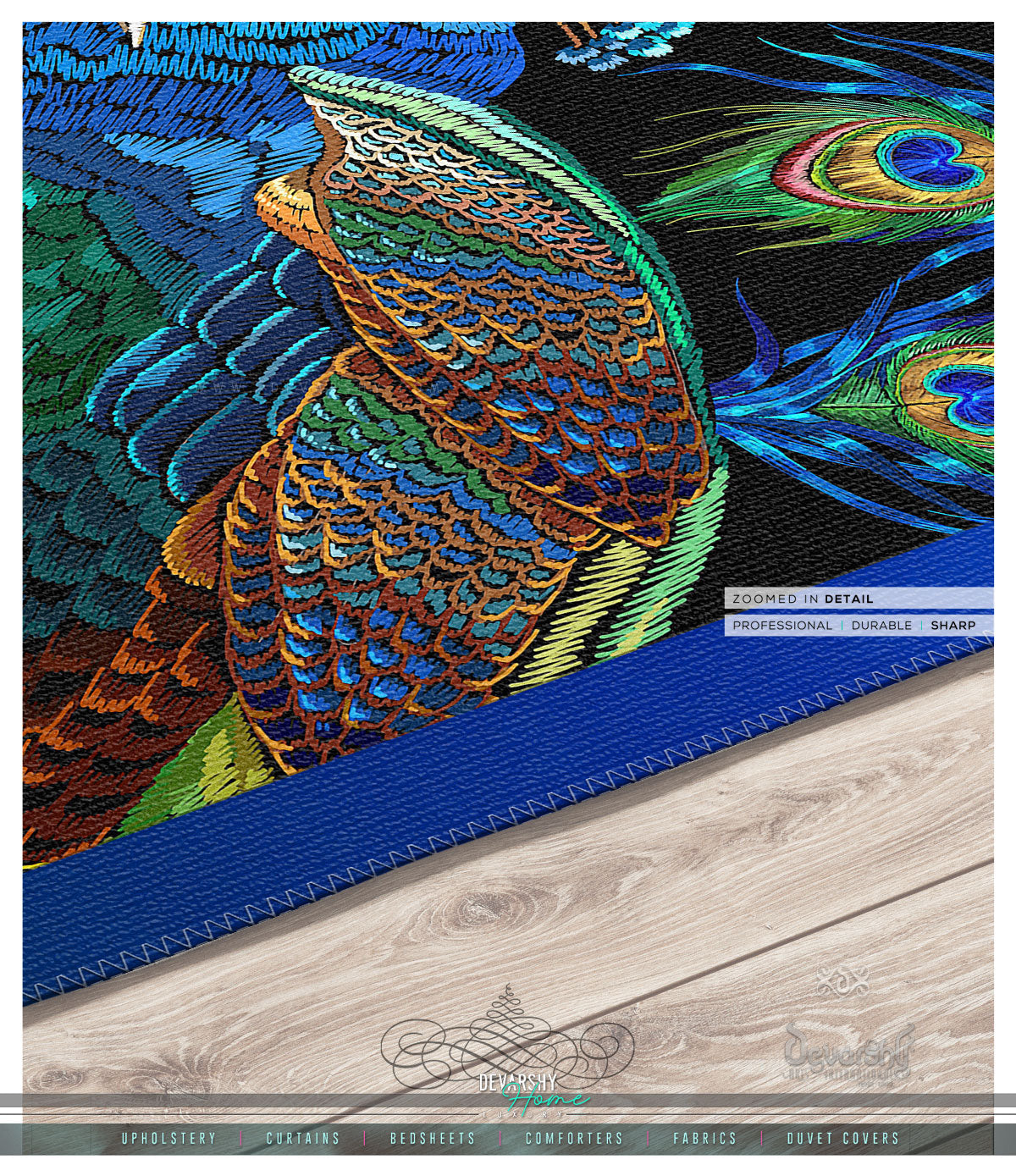 Peacock Print Area Rug Blue Peacock Carpet, Available in 3 sizes | D20029