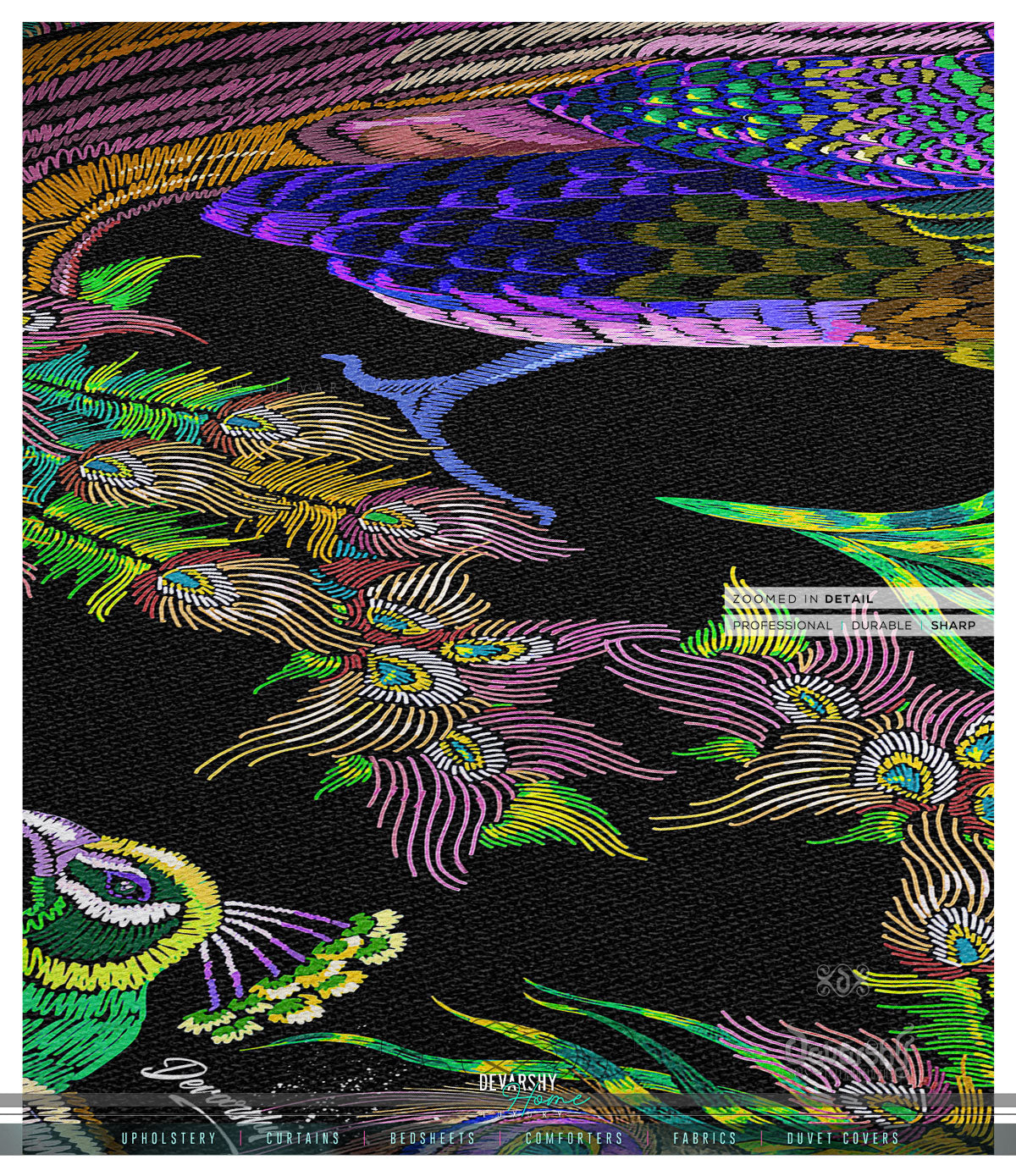 Green Peacock Area Rug, Available in 3 sizes | D20032
