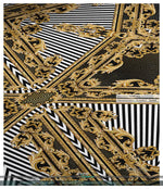 Golden Quad Baroque Stripes Area Rug, Available in 3 sizes | D20037