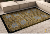 Golden Decorative Quad Area Rug, Available in 3 sizes | D20040