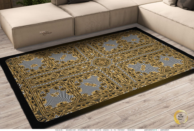 Golden Decorative Quad Area Rug, Available in 3 sizes | D20040