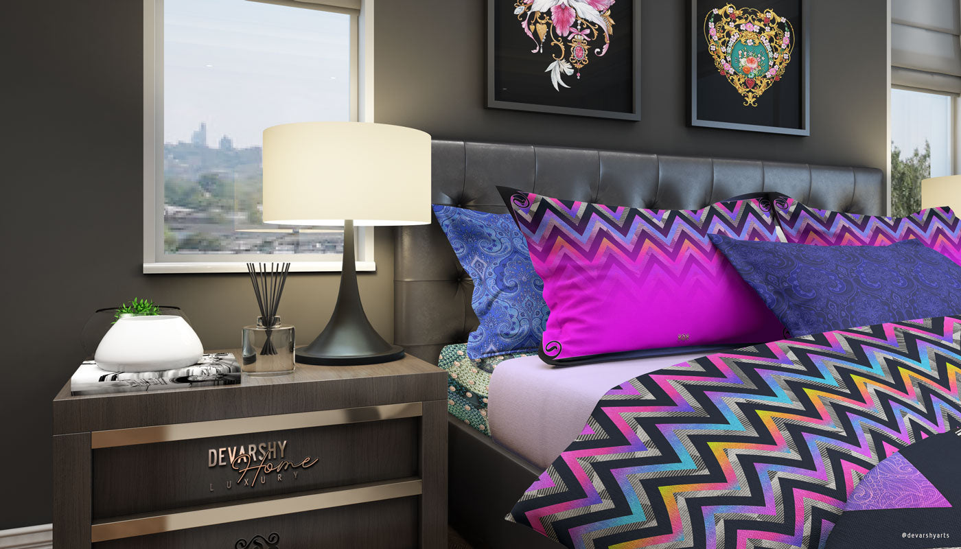 Colourful Printed Duvet Cover, Twin, Queen, King Size Bedding, Luxury Bed Linen, Devarshy Home