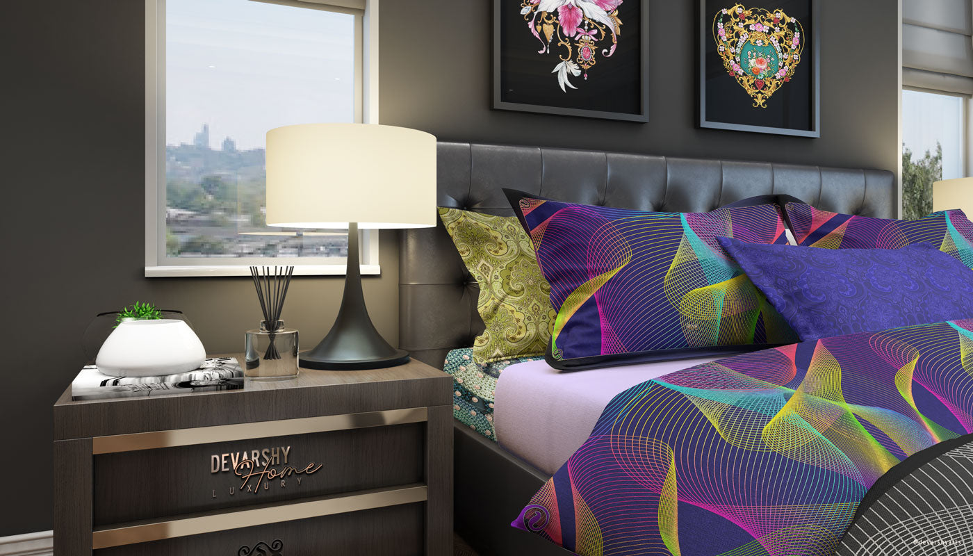 Radium Colours Printed Duvet Cover, Luxury Bedding, Twin, Queen and King Bed Linen, Devarshy Home, GT