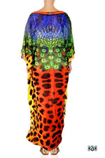 NATURE MORTE Cheetah Peacock Devarshy Animal Print Long Kaftan.