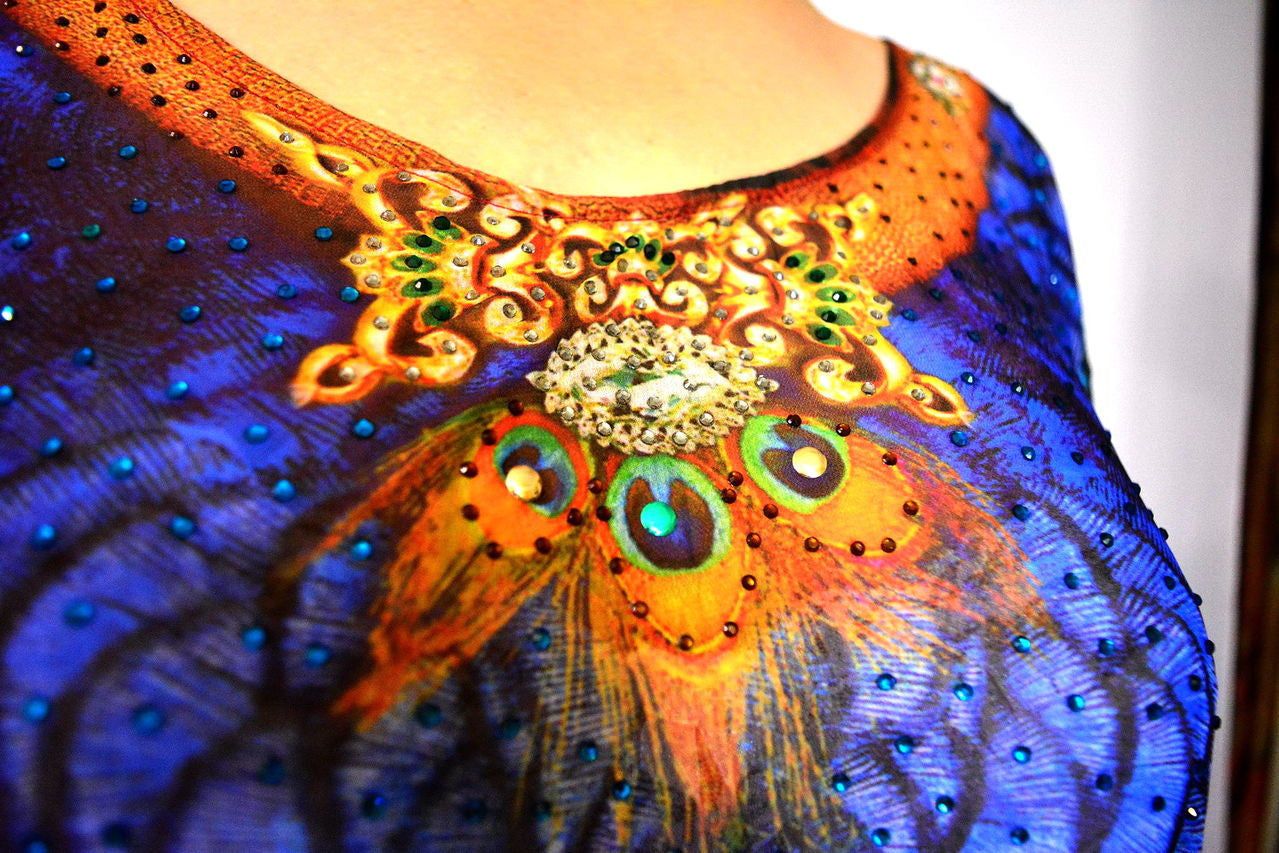 NATURE MORTE Cheetah Peacock Devarshy Animal Print Long Kaftan.
