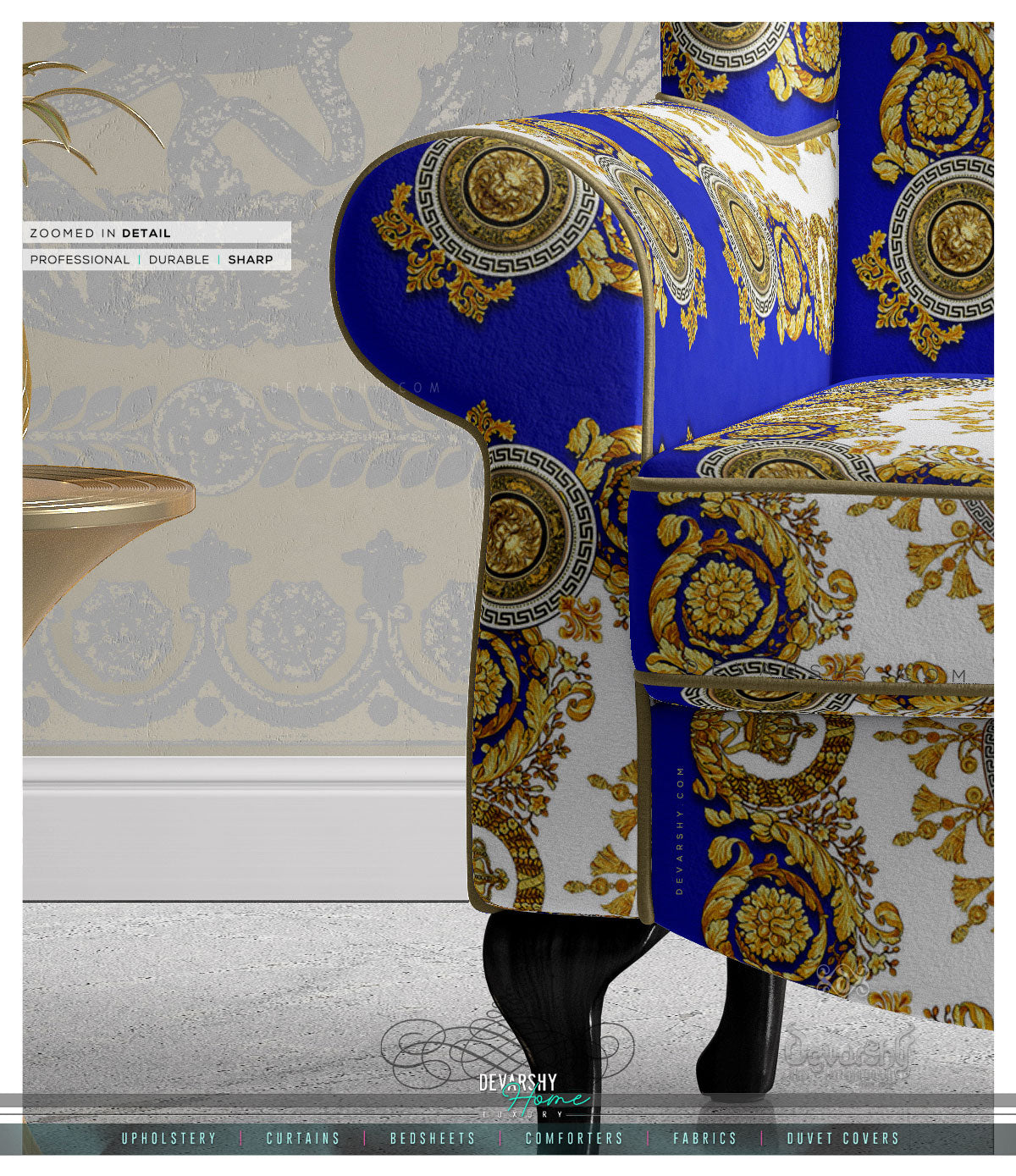 Royal Blue Upholstery Fabric 3meters & 12 Furnishing Fabrics European Baroque Fabric By the Yard  | RB0017