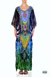 NATURE MORTE Exotic Snake Print Devarshy Long Embellished Kaftan - 003A