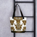 White Animal Print Bag Canvas Tote Bag Tiger Print Handbag White Tote Bag in 3 Sizes | 0009