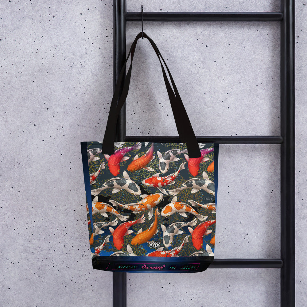 Japanese Koi Fish Bag Canvas Tote Bag Koi Fish Handbag Fish Print Tote Bag in 3 Sizes | 11154