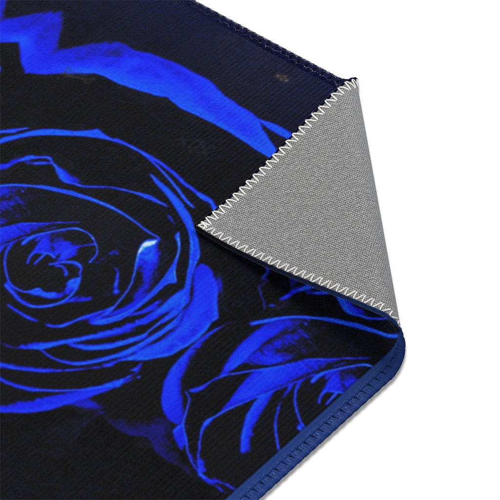 Deep Blue Rose Area Rug, Available in 3 sizes |10003A
