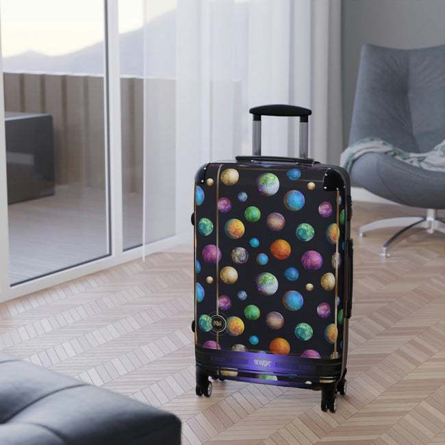 Black Polka Dots Suitcase 3 Sizes Carry-on Suitcase Travel Luggage Hard Shell Suitcase | D20107
