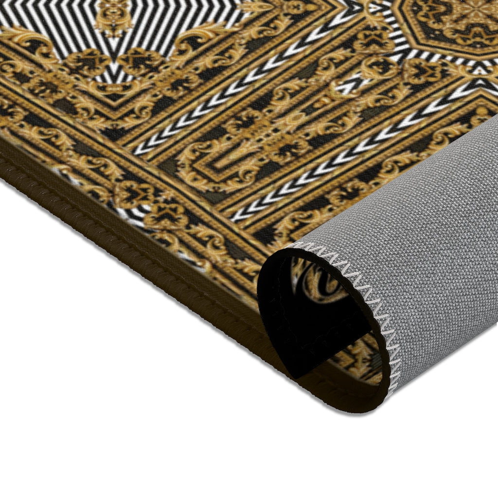 Golden Decorative Quad Area Rug, Available in 3 sizes | D20040