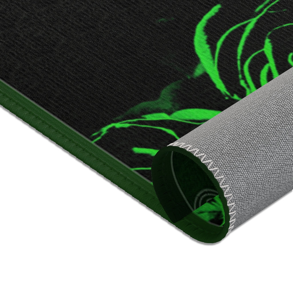 Green Rose Area Rug, Available in 3 sizes |10003E