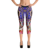 Royal Blue Capri Leggings Baroque Capri Leggings Women Sports Wear Spandex Leggings, PF - 1053A