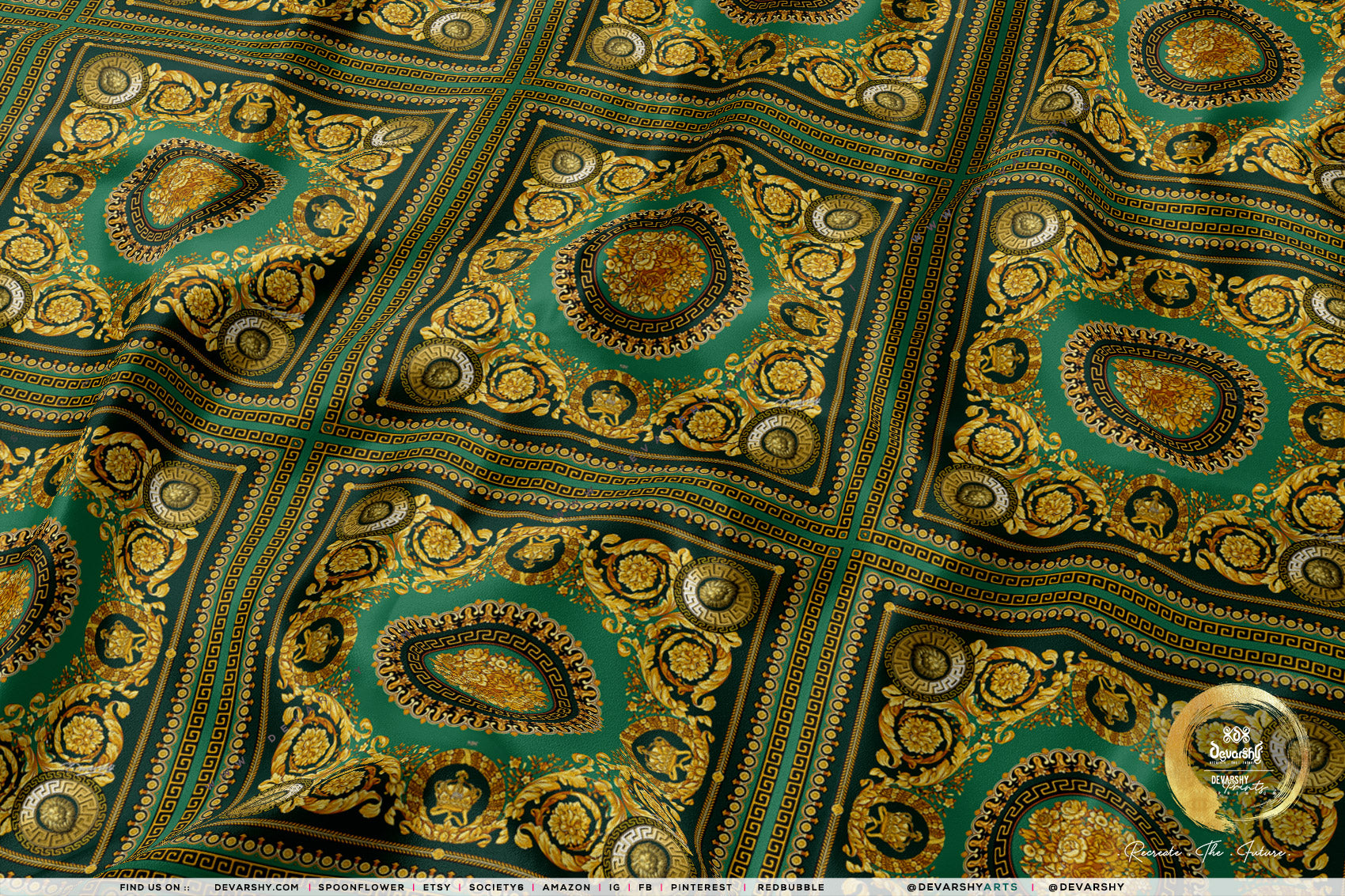 Gold Medallion Apparel Fabric 3Meters+, 9 Designs | 8 Fabrics Option | Fabric By the Yard | 030