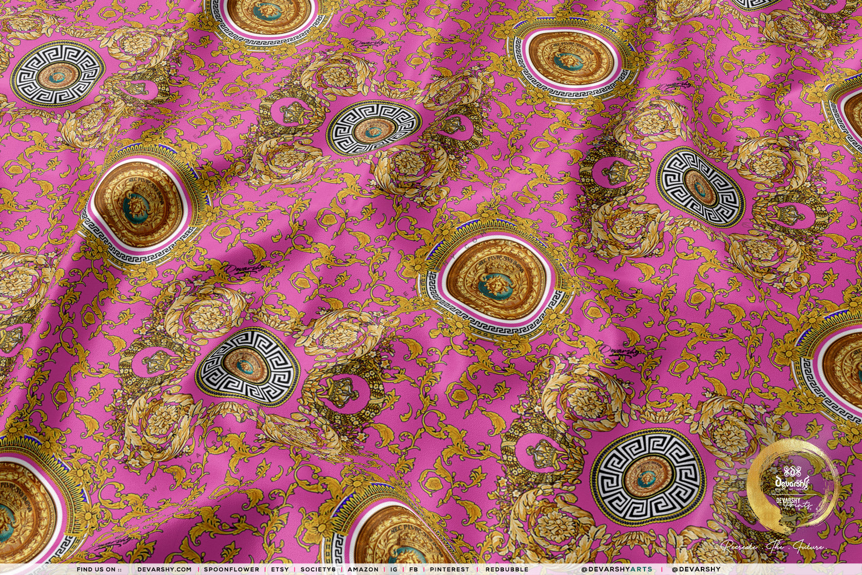 Golden Medallion Apparel Fabric 3Meters+, 9 Designs | 8 Fabrics Option | Baroque Fabric By the Yard | 031