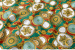 Gold Circles Apparel Fabric 3Meters+, 9 Designs | 8 Fabrics Option | Baroque Fabric By the Yard | 031