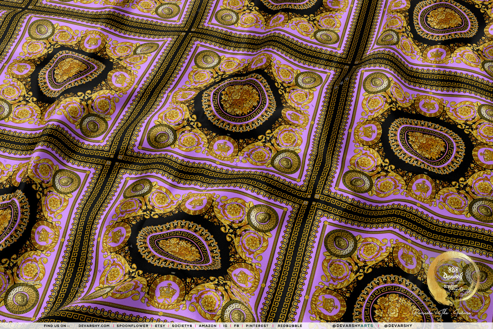 Gold Medallion Apparel Fabric 3Meters+, 9 Designs | 8 Fabrics Option | Fabric By the Yard | 030