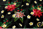 Poinsettia Floral Apparel Fabric 3Meters+, 9 Designs | 8 Fabrics Option | Fabric By the Yard | 070