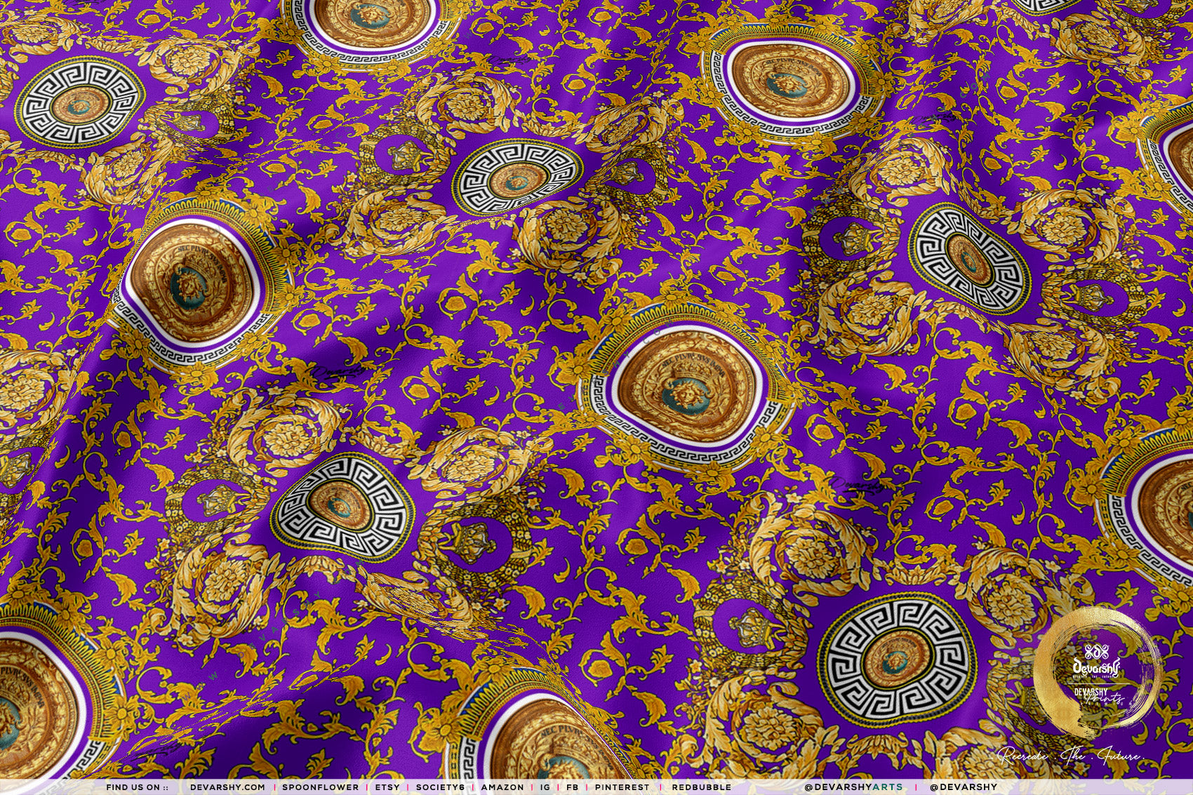 Golden Medallion Apparel Fabric 3Meters+, 9 Designs | 8 Fabrics Option | Baroque Fabric By the Yard | 031