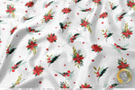 Red Poinsettia Apparel Fabric 3Meters+, 9 Designs | 8 Fabrics Option | Fabric By the Yard | 070