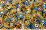 Gold Circles Apparel Fabric 3Meters+, 9 Designs | 8 Fabrics Option | Baroque Fabric By the Yard | 031