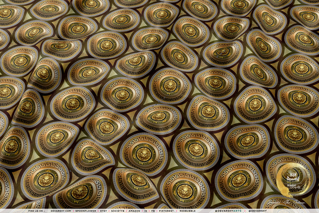 Lion Medallions Apparel Fabric 3Meters+ | 3 Designs | 8 Fabrics Option | Fabric By the Yard | 059