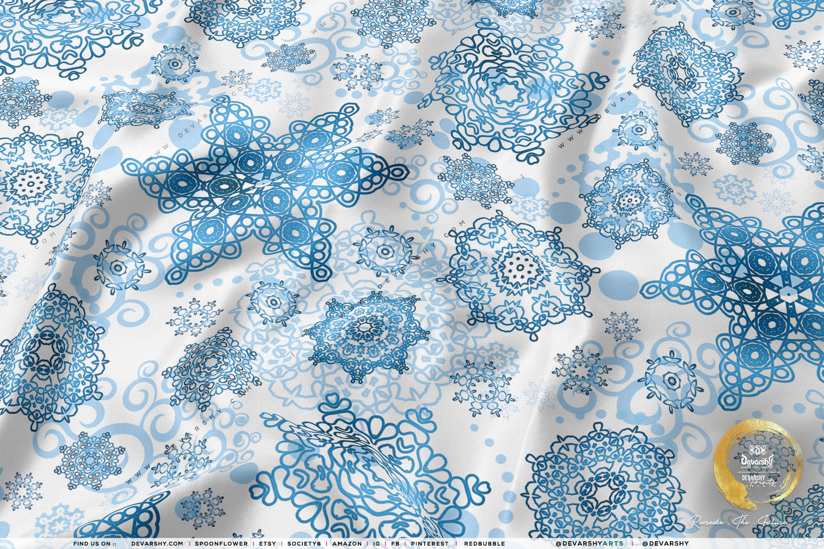 Snowflakes Print Apparel Fabric 3Meters+, 9 Designs | 8 Fabrics Option | Fabric By the Yard | 071