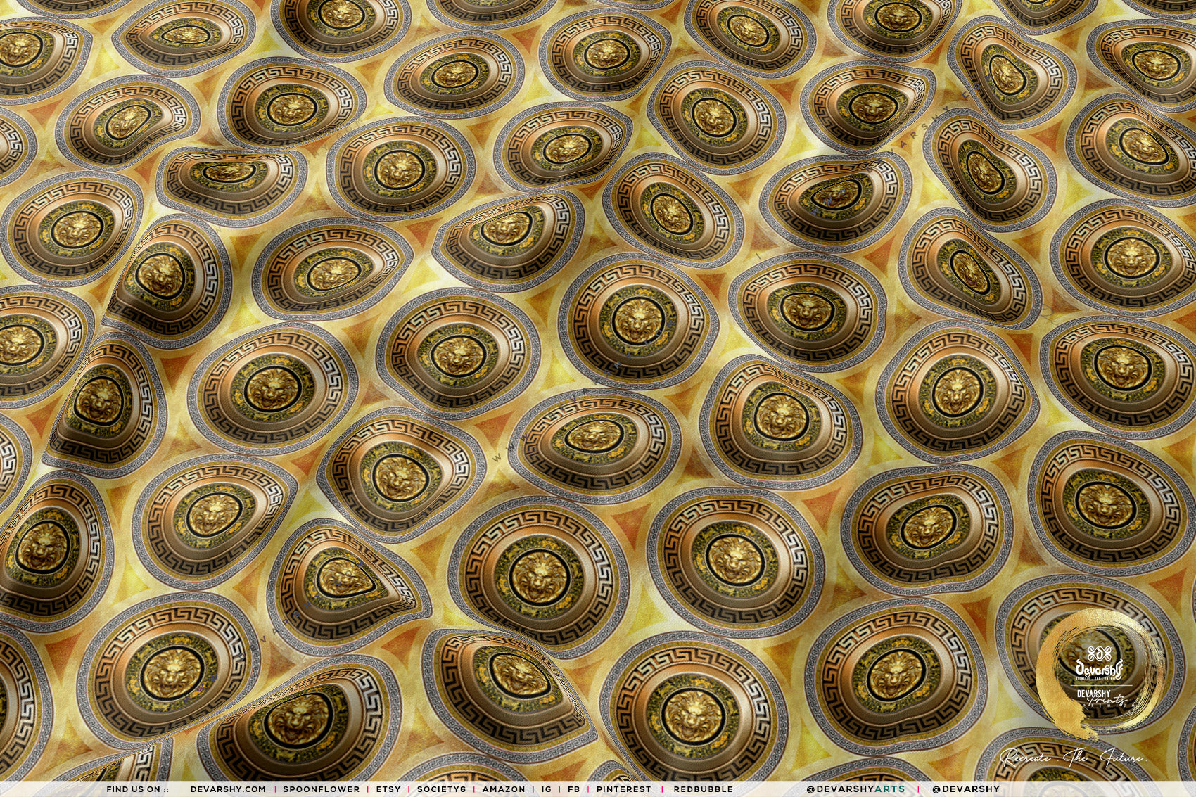 Lion Medallions Apparel Fabric 3Meters+ | 3 Designs | 8 Fabrics Option | Fabric By the Yard | 059
