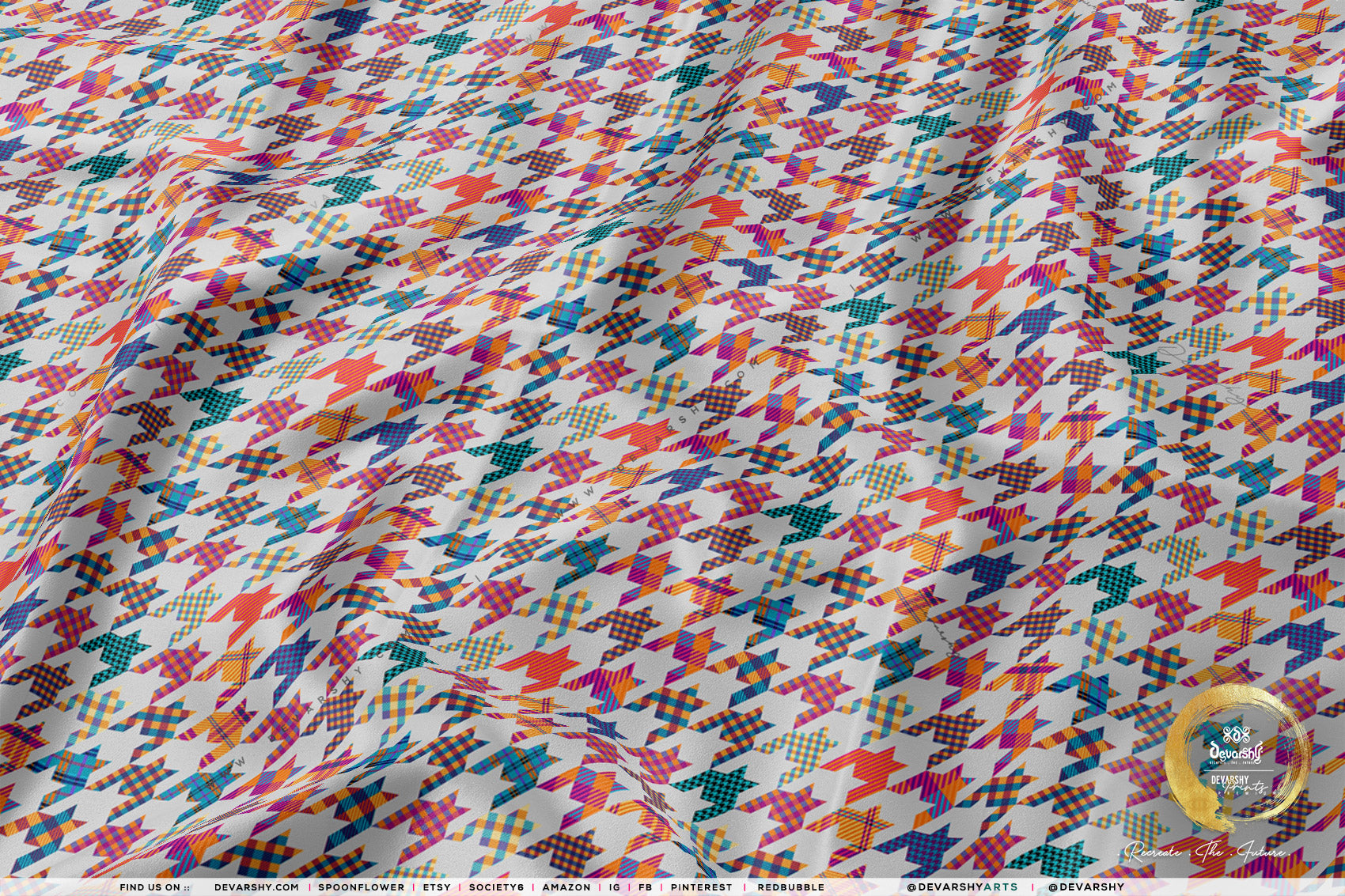 HOUNDSTOOTH Apparel Fabric 3Meters+, 9 Designs | 8 Fabrics Option | Checks Fabric By the Yard | 032