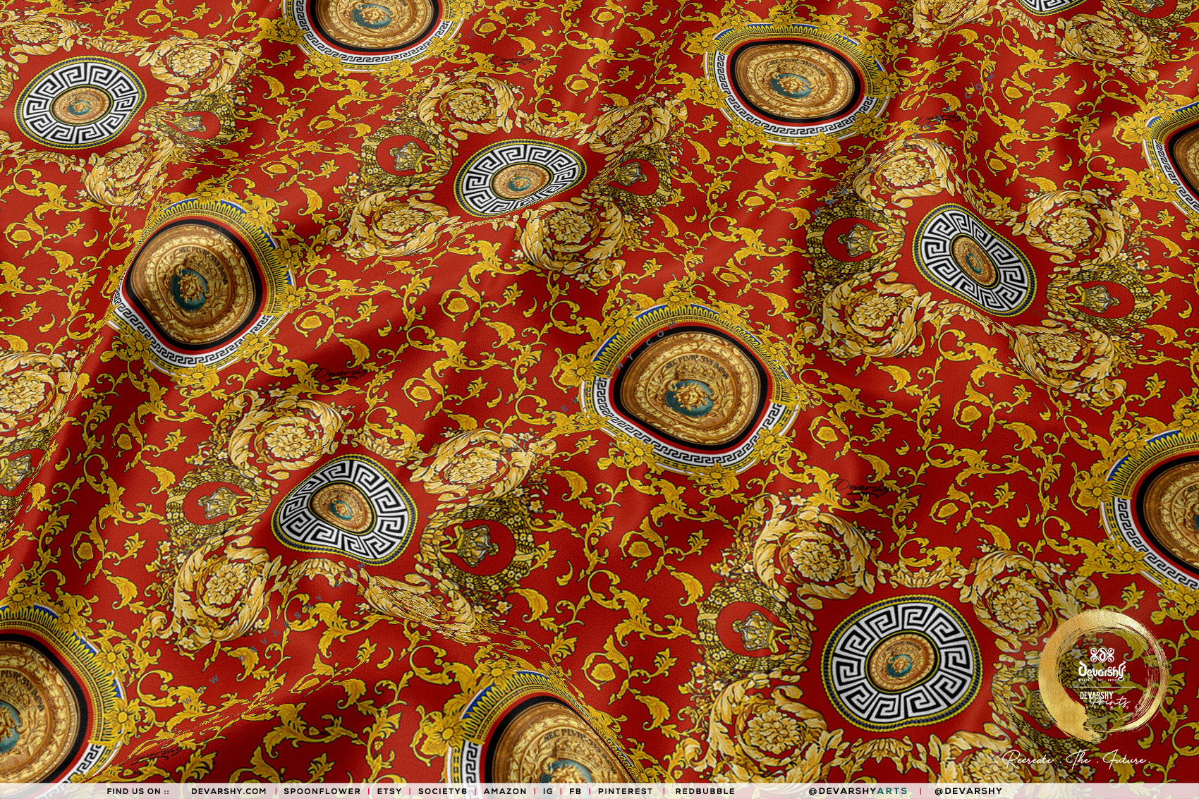 Golden Medallion Apparel Fabric 3Meters+, 9 Designs | 8 Fabrics Option | Baroque Fabric By the Yard | 031