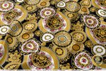 Gold Circles Apparel Fabric 3Meters+, 9 Designs | 8 Fabrics Option | Baroque Fabric By the Yard | 031