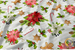 Red Poinsettia Apparel Fabric 3Meters+, 9 Designs | 8 Fabrics Option | Fabric By the Yard | 070