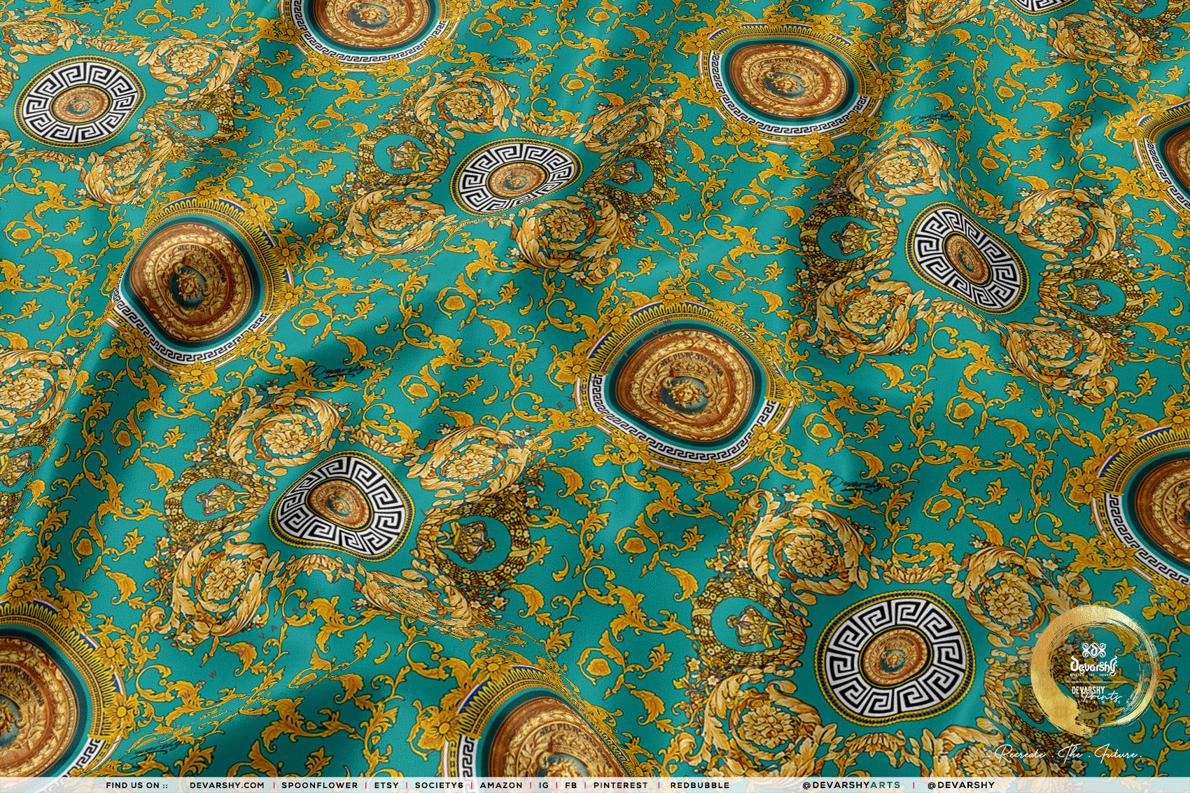 Golden Medallion Apparel Fabric 3Meters+, 9 Designs | 8 Fabrics Option | Baroque Fabric By the Yard | 031