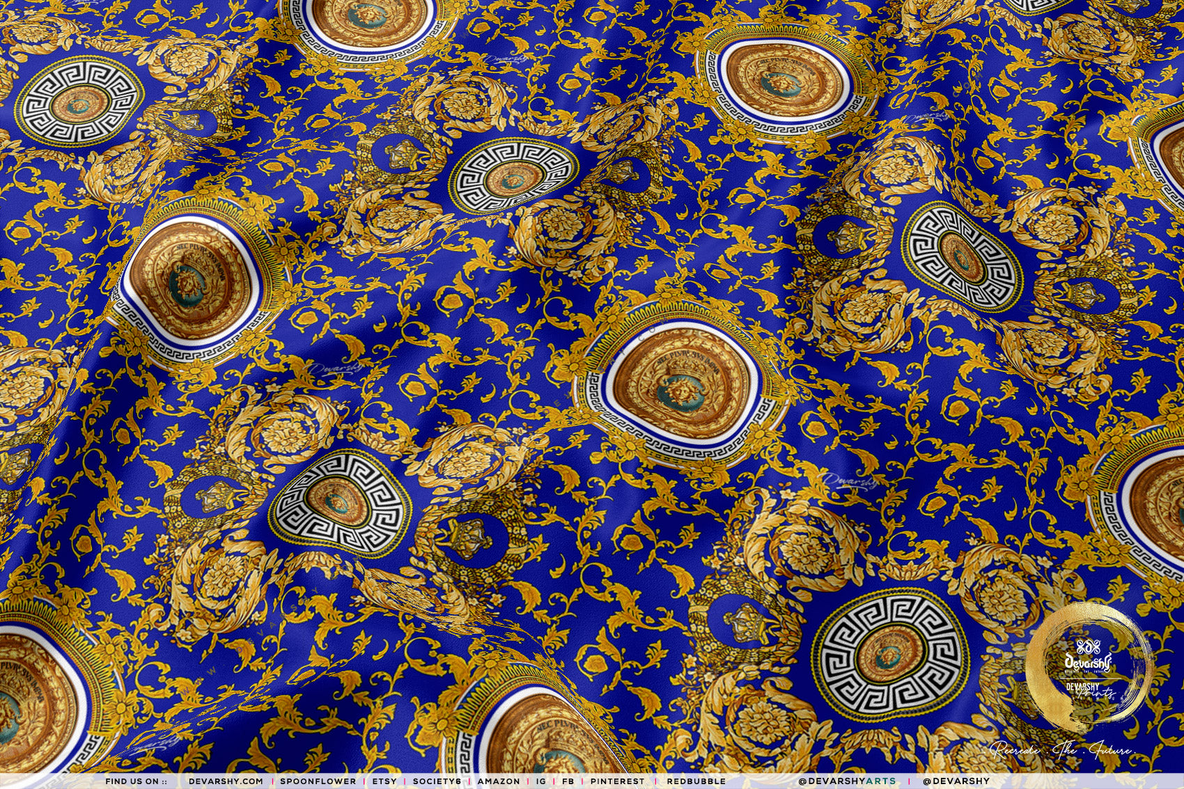 Golden Medallion Apparel Fabric 3Meters+, 9 Designs | 8 Fabrics Option | Baroque Fabric By the Yard | 031