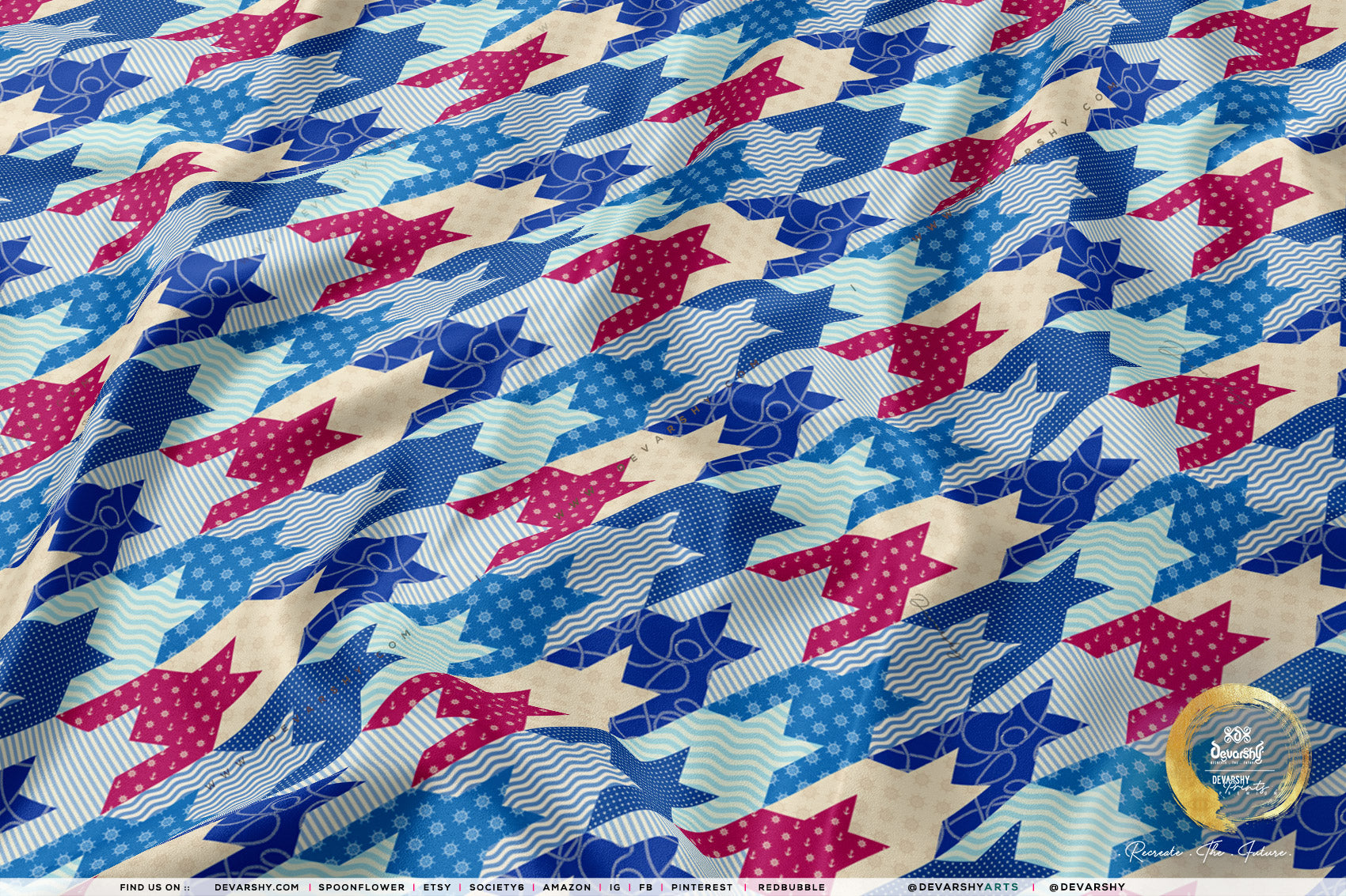 HOUNDSTOOTH Apparel Fabric 3Meters+, 9 Designs | 8 Fabrics Option | Checks Fabric By the Yard | 032