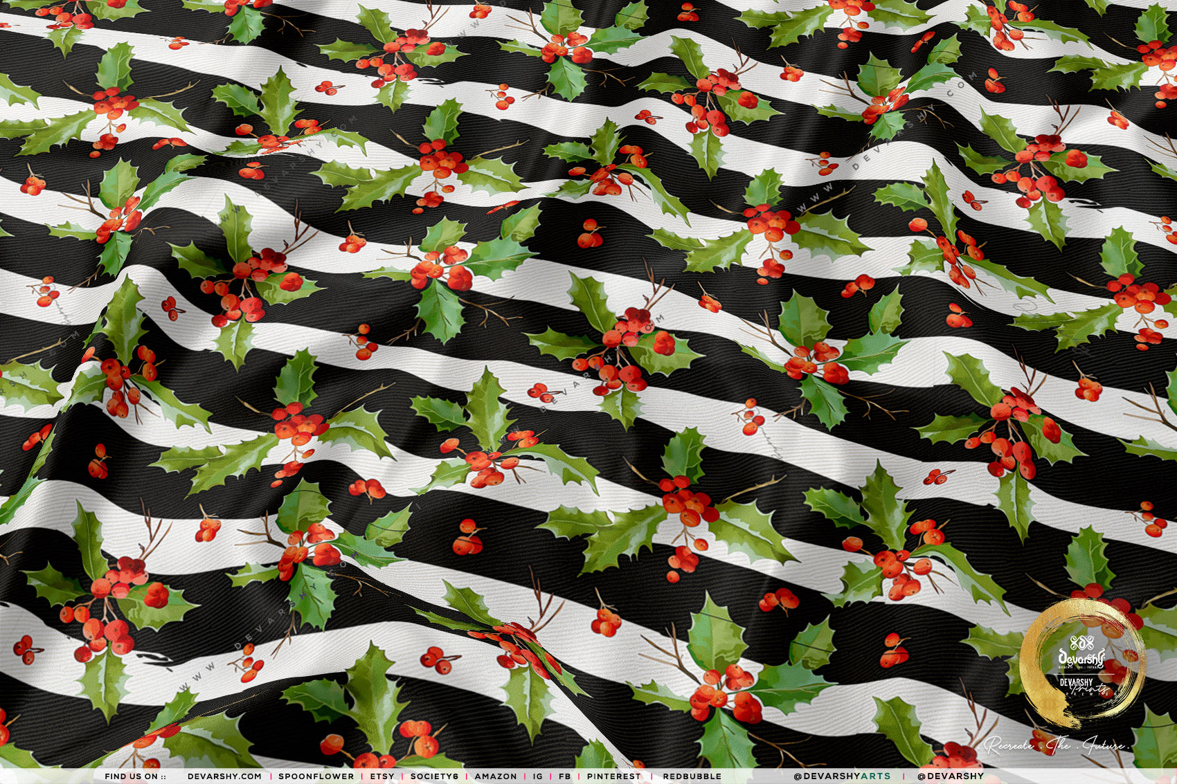 Xmas Florals Apparel Fabric 3Meters+, 9 Designs | 8 Fabrics Option | Fabric By the Yard | 072