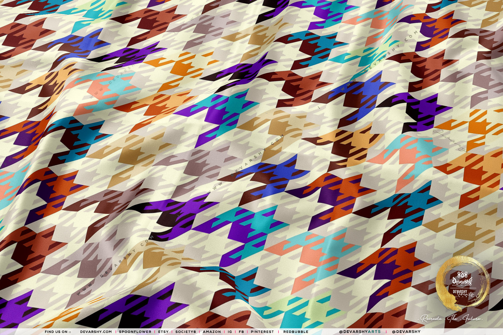 HOUNDSTOOTH Apparel Fabric 3Meters+, 9 Designs | 8 Fabrics Option | Checks Fabric By the Yard | 032