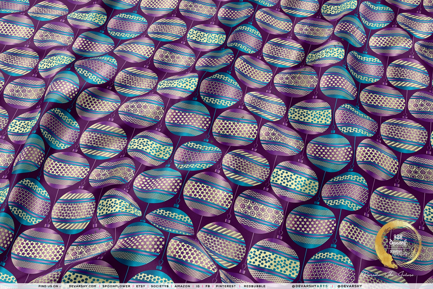 Xmas Ornaments Apparel Fabric 3Meters+, 9 Designs | 8 Fabrics Option | Fabric By the Yard | 073B