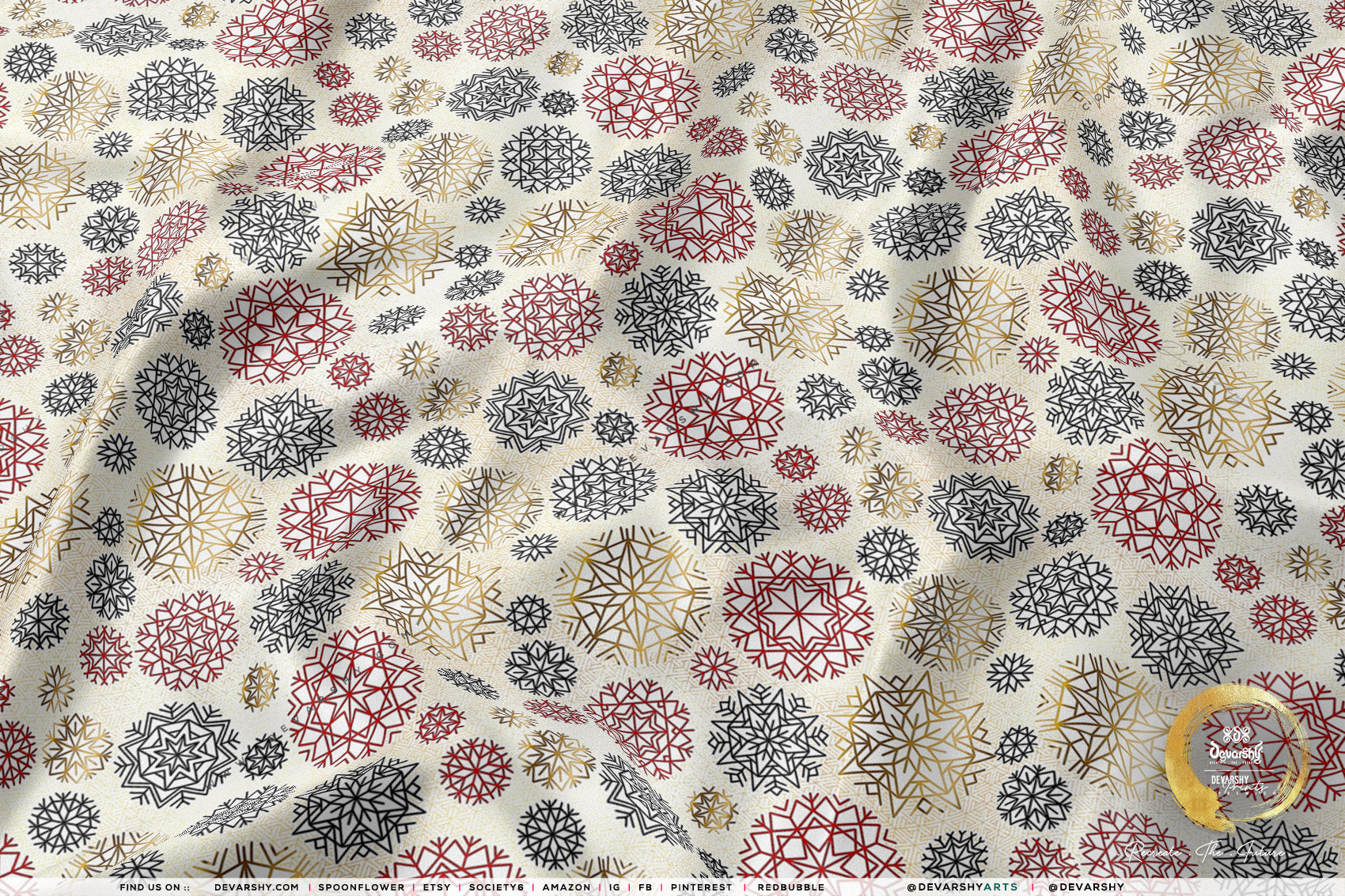 Snowflakes X-Mas Apparel Fabric 3Meters+, 9 Designs | 8 Fabrics Option | Fabric By the Yard | 071