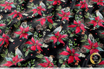 Red Poinsettia Apparel Fabric 3Meters+, 9 Designs | 8 Fabrics Option | Fabric By the Yard | 070