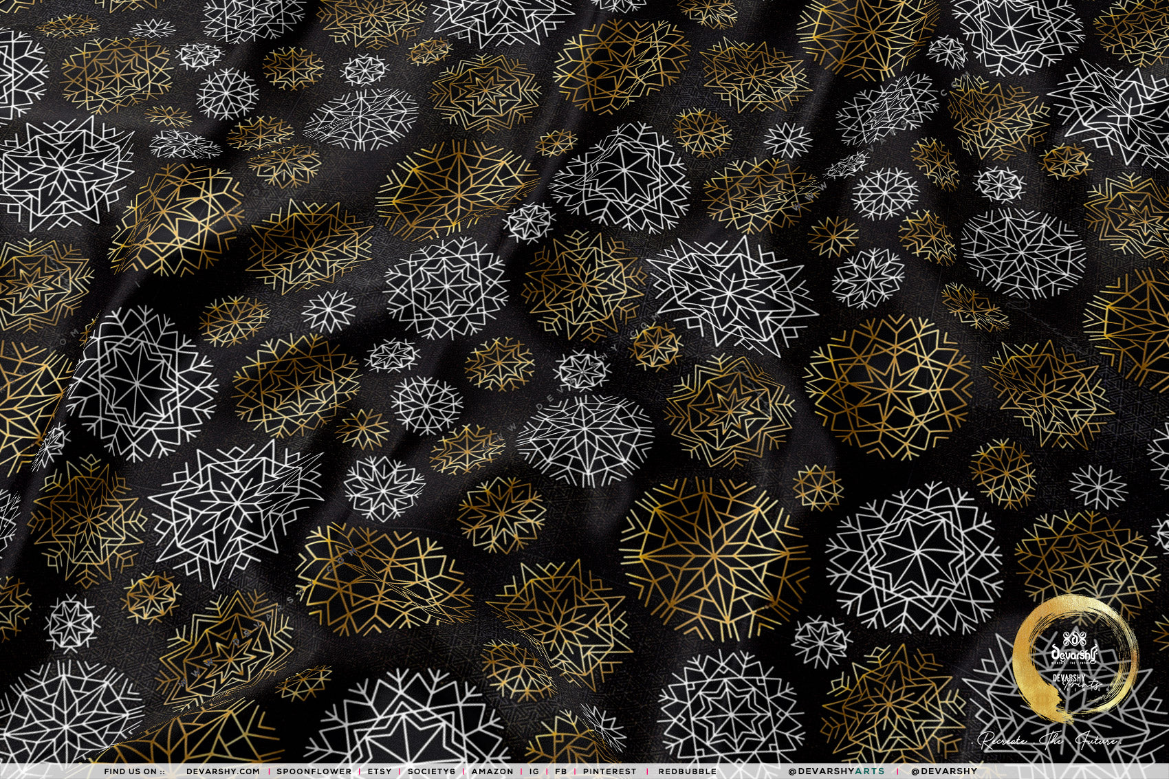 Snowflakes X-Mas Apparel Fabric 3Meters+, 9 Designs | 8 Fabrics Option | Fabric By the Yard | 071